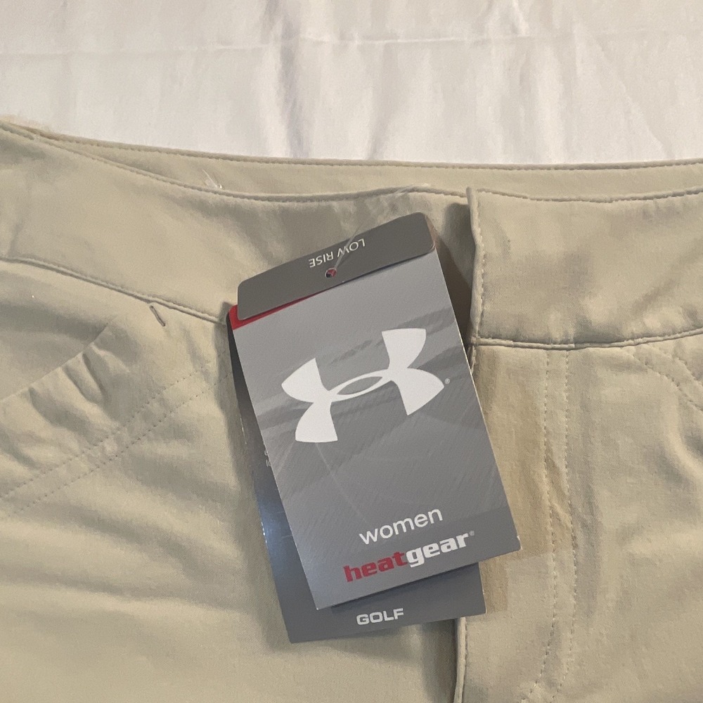 Under Armour HeatGear Women's Golf Shorts Beige Size 4 Solid Stretch Pockets - Picture 2 of 8